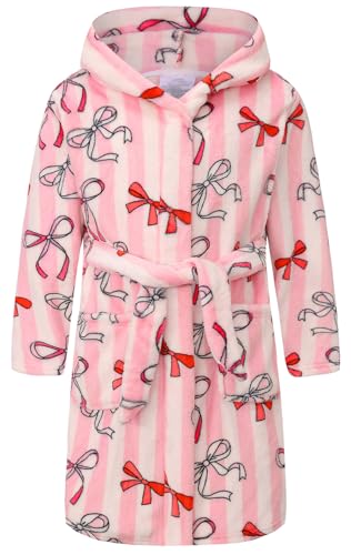 Image of Kids Hooded Bathrobe Girls Soft Plush Hooded Flannel Pajamas Sleepwear Boys Spa Robe