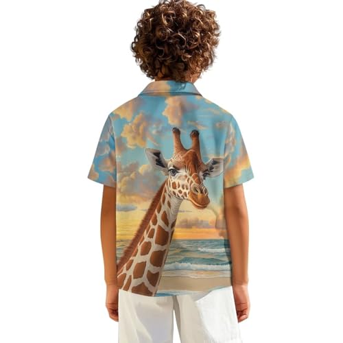 Kids Hawaiian Shirt Boys Button-Down Shirts 1-13 Years Casual Short Sleeve Tops Novelty Printed Beach Outfits2