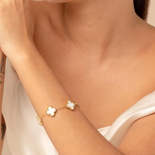 Image of Secret Stash Anti Tarnish Clover Bracelet for Women | Fancy Jewellery Gifts | Hand Band | Fashion Accessories for Girls | Minimal Jewelry Design | Ideal for Gifting | Gift for Diwali, Christmas, Marriage, Birthday