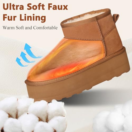 Platform Mini Boot For Women Short Ankle Boot Fur Fleece Lined Sneakers Snow Platform Anti-Slip Boot For Outdoor3