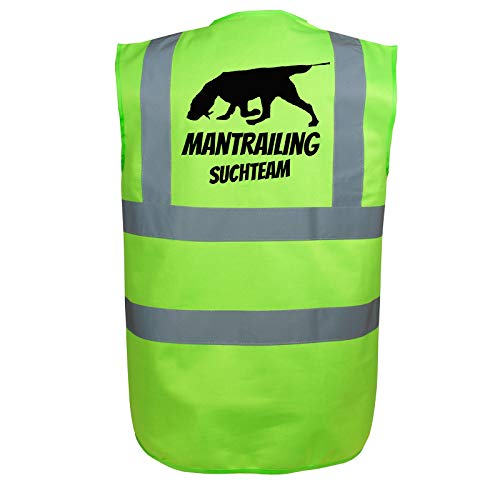 Mantrailing Warnweste Hundesport Sicherheitsweste Suchteam (Motiv 6) (XL, Grün)