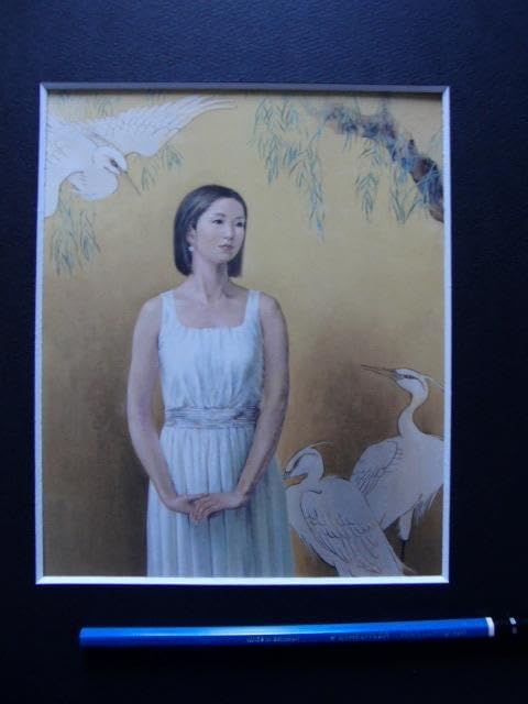 阪脇郁子、【Thoughtful】、希少な限定額装用画集画、新品高級額 額装付 阪脇郁子、【Thoughtful】、希少な限定額装用画集画、新品高級額