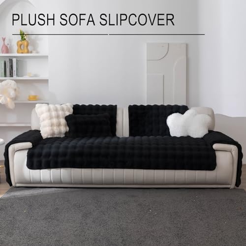 Housse de canapé peluche lapin noire protège votre divan des animaux - 3