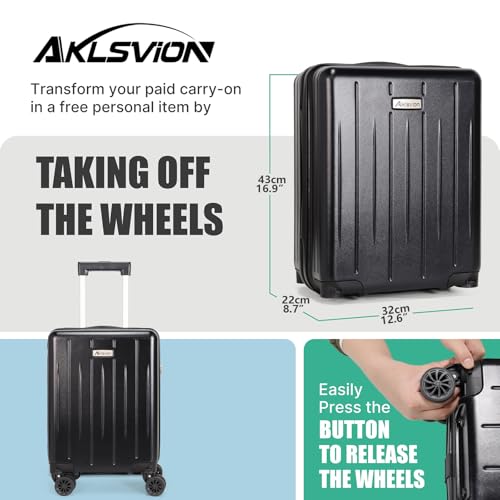 18-inch Carry-on Boarding Luggage: Equipped with Movable Wheels, TSA Approved,Under the Seat, Hard Shell Construction, Lightweight Bag with Essential Accessories (Jet Black)4