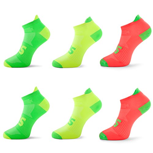 SLS3 - Calcetines de running anti ampollas, para mujer, corte bajo, atlético, 6 pares