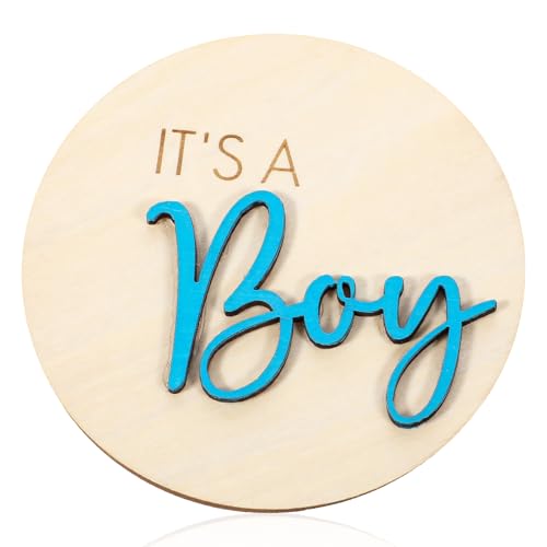 Gender Reveal Wooden Sign Its a Boy Sign Personalized Newborn Announcement Sign for Hospital Baby Announcement Plaque Wooden Birth Announcement Sign Boho Gender Reveal Decor (Blue)