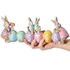 Large easter table decorations 13 x 59 x 2 inch bunny with egg figurines jumbo easter spring sculpture glitter cute bunny colorful egg centerpiece for home indoor easter tabletop decoration  urban country home decor