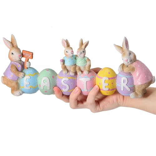 Large-Easter-Table-Decorations-13-x-59-x-2-Inch-Bunny-with-Egg-Figurines-Jumbo-Easter-Spring-Sculpture-Glitter-Cute-Bunny-Colorful-Egg-Centerpiece-for-Home-Indoor-Easter-Tabletop-Decoration Large Easter Table Decorations 13 x 59 x 2 Inch Bunny with Egg Figurines Jumbo Easter Spring Sculpture Glitter Cute Bunny Colorful Egg Centerpiece for Home Indoor Easter Tabletop Decoration