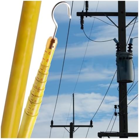 High Voltage Insulated Tool - 59ft Lightweight Inspect Pole with Handle for Power Line & Elevated Work, 4-Piece Flat Tool Ideal for Land Surveying and Safety