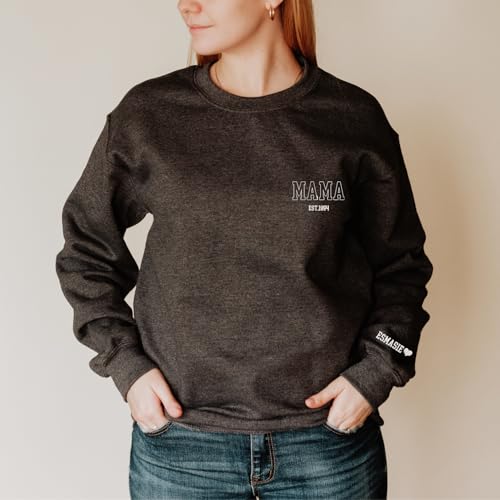 Custom Embroidered Est Sweatshirt for Mom, Gifts for Mom's, Best Personalized Gifts for Mommy, Customized Gifts for Moms3