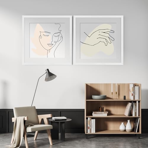 puthiac 20x20 White Picture Frames for Wall - Minimalist 20x20 Oak Wood Frames, 20"x20" Picture Frame Wood, Natural Solid Wooden Picture Frames for Wall Art Photo and Prints (1 Pack, White)