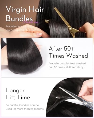 Arabella Bundles Human Hair Body Wave Hair Bundles Human Hair (16 18 20 Inch) Natural Black 100% Unprocessed Brazilian Virgin Hair 12A Weave Sew in Bundles Human Hair 3 Bundles Human Hair - Image 5