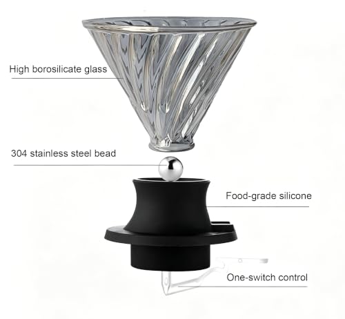 Image of BeeCa Clever Coffee Dripper, All-in-One Coffee Maker Glass Immersion Brewer | One-Switch Control, French Press & Pour Over in One, Beginner-Friendly, 50pcs Paper Filters, Heat Resistant Glass