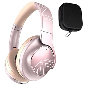 PowerLocus MoonFly Koptelefoon Over-Ear met Active Noise Cancelling, 70uur accuduur en USB-C opladen, Draadloze Hoofdtelefoon, Voice Assistant Activation (Rose Gold)