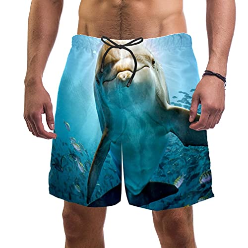 Short de bain pour homme anti-frottement doublure maille motif dauphin S