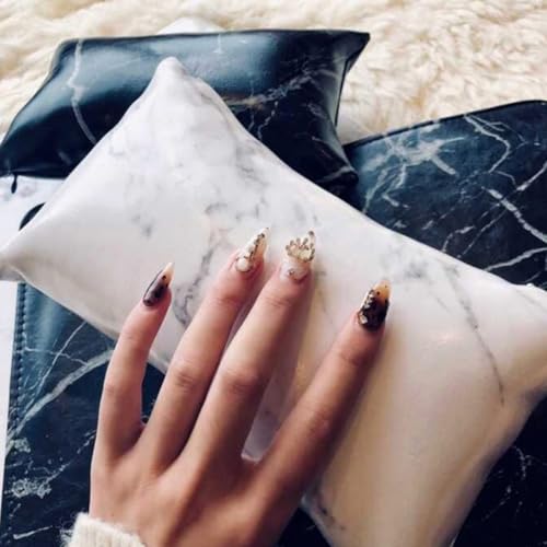 Support ongle marbré et coussin de main manucure blanc anti-pollution