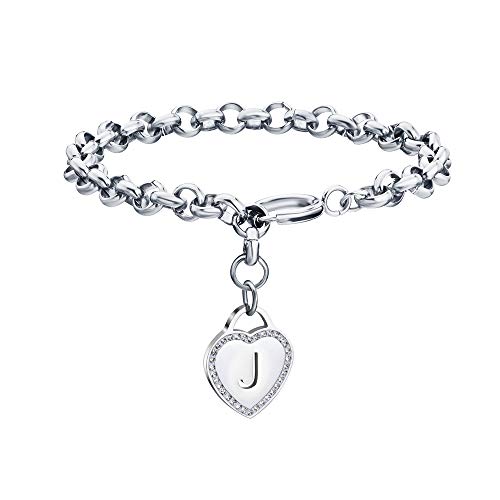 Image of CaleesLLC Letter A to Z Initial Charm Bracelet Adjustable Stainless Steel Anklet Personalized Wrist Link for Women