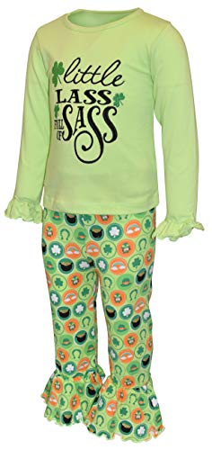 Image of Unique Baby 2 Piece Girls Double Ruffle Leggings and Long Sleeve Shirt Clothes Set Kid and Toddler Girl Outfit