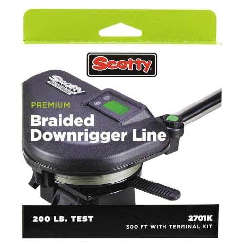 Scotty #2701K Power Braid Downrigger Line (200-Pound Test) 300-Foot Spool w/ Kit, Black