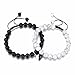 Jovivi 2pcs Bracelet Couple Obsidienne&Turquoise Blanc Pierre Naturelle Magnétique Coeur Séparable Pendentif Ensemble de Bracelet Amoureux Réglable pour Valentine Cadeau