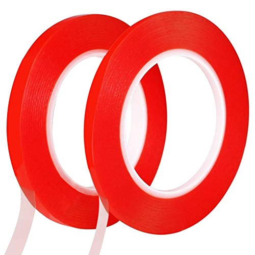 Younmi 2mm / 3mm x 25m Double Sided Adhesive Tape, 2 Rolls Heat Resistant High Adhesion Transparent Acrylic Tape, LCD Screen Repair Sticker for Cell Phone Touch Screen Repair