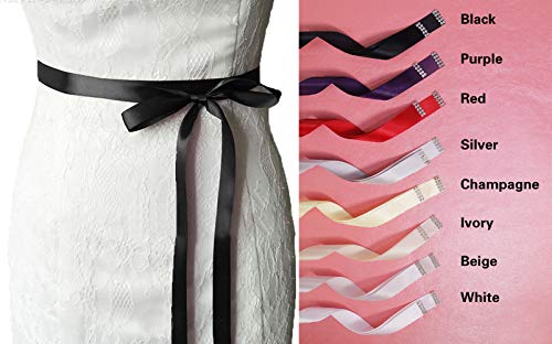 Lovful Womens Crystal Rhinestone Braided Wedding Dress Sash Belt, Black