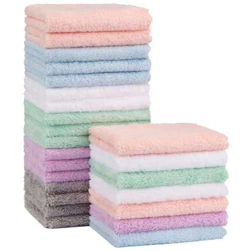Image of Orighty Baby Washcloths 24-Pack(7''x9''), Microfiber Coral Fleece Baby Towels, Super Soft and Absorbent Wash Cloths for Newborns, Infants and Toddlers, Gentle on Delicate Skin for Face Hands and Body