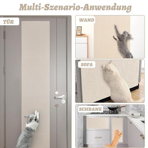 Protection canapé anti griffe chat : tapis griffoir découpable beige x2 - 15