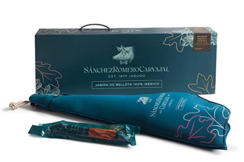 LOTE MALETIN JAMON SÁNCHEZ ROMERO CARVAJAL (Jamón 100% Ibérico de bellota 6-7kg + media Caña de Lomo Sánchez romero Carvajal (aprox. 400gr)