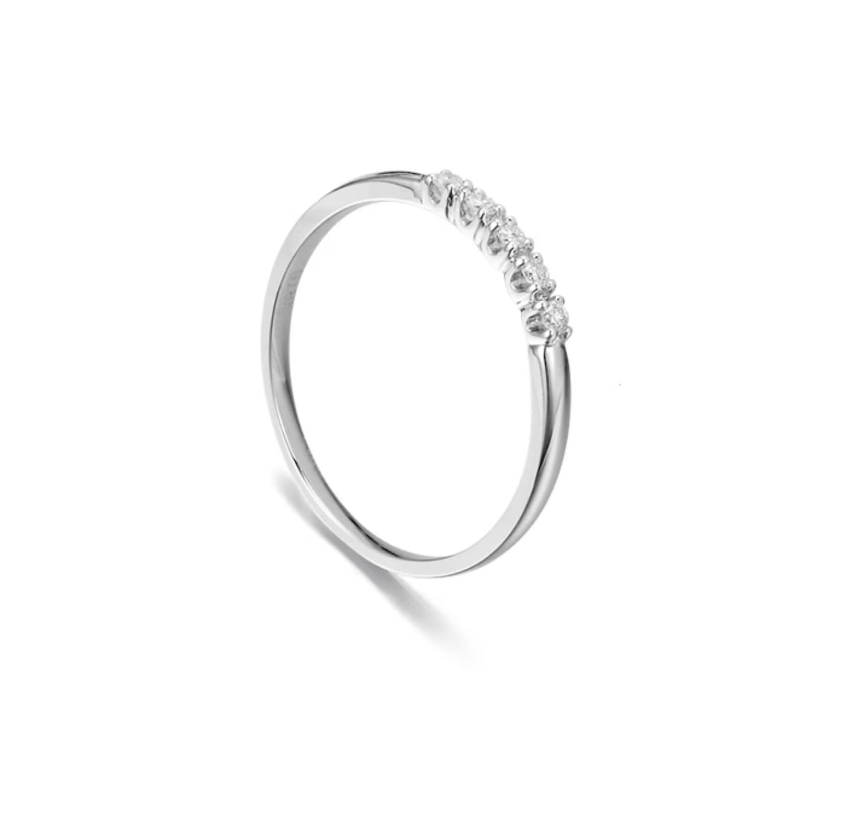 Alianzas de boda de oro blanco, anillos de boda con diamantes de oro real para mujer
