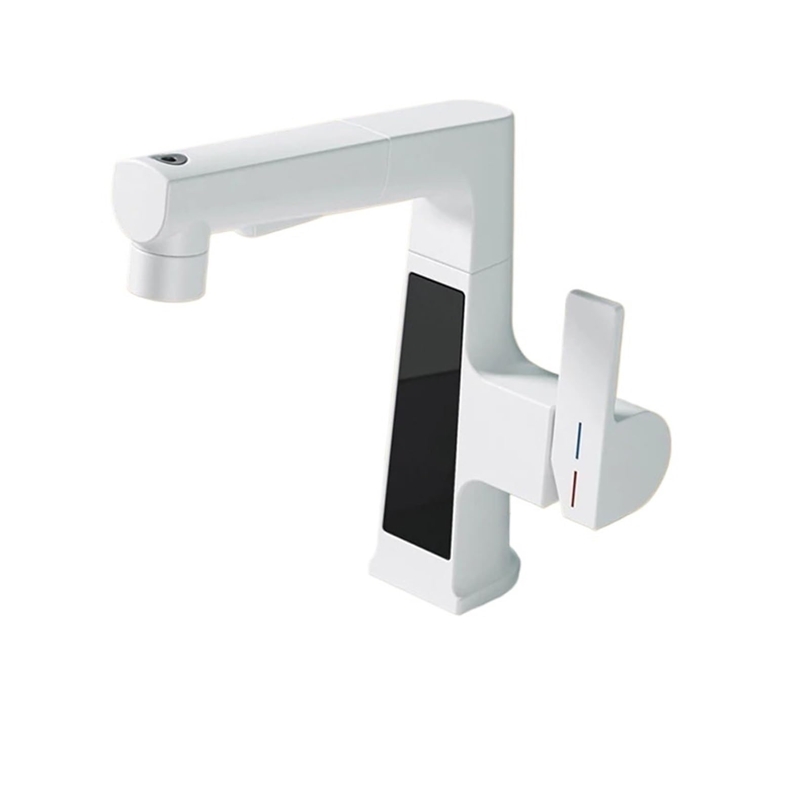 CVFRDD Digital Display Pulling Faucet, ligent Temperature Sensor Brass Washbasin Taps, Rotating Lifting Cold And Hot Water Mixer Tap(Bianco)