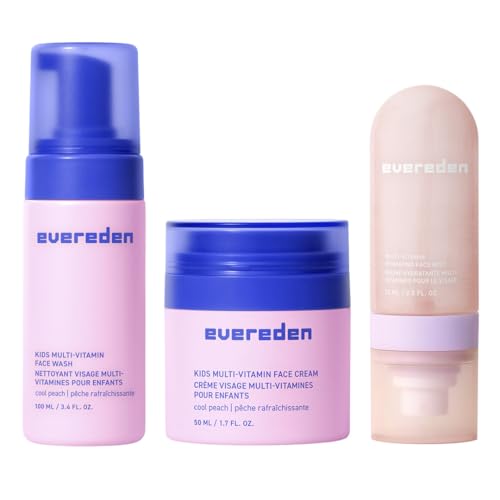 Evereden Kids Multi-Vitamin Hydrating Face Mist Face Wash & Kids Cream Set: Clean Vegan and Multivitamin-Rich Kids Skin Care Set for 6 & up - Moisturize & Refresh