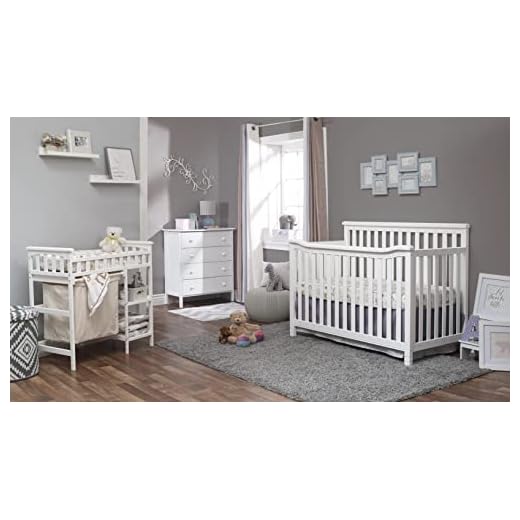 Sorelle Furniture Palisades 3-Piece Nursery Set with 4-in-1 Convertible Crib, 4-Drawer Dresser,and Changing Table with Hamper, Baby Furniture Made of Wood,Non-Toxic Finish,Nursery Furniture Set-White