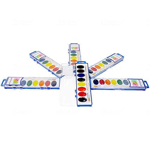 Color Swell 6 Pack Watercolor Paint Pack with Wood Brushes 8 Colors Washable Water Colors Great for Kids Adults Parties Students