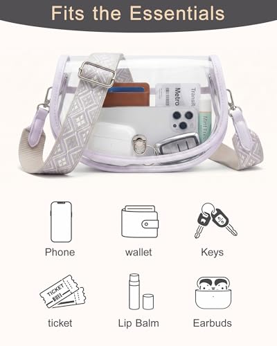Image of Wuflyover Clear Bag for Stadium Events, Clear Purse Crossbody Bag for Women