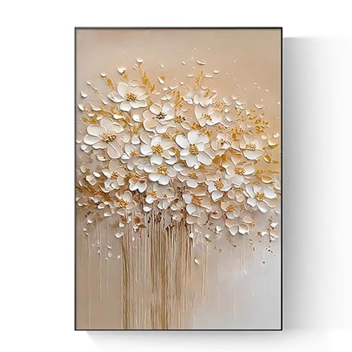 Tableau fleur abstrait texturé grand format pour illuminer une entrée sombre