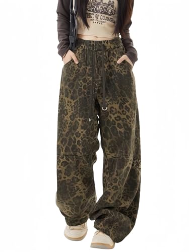パンツ BEEDEN LEOPARD PRINT WIDE STRAIGHT PANTS Mid Rise Leopard Print Relaxed Straight Pants | BAYEAS