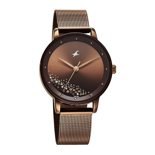 Image of Fastrack Style up 5 Quartz Brown Round Dial Girl's Watch | Stainless Steel Strap Material | Watches for Girls Analog - 6206QM01