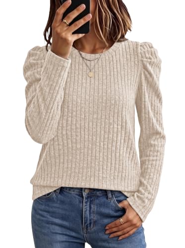 WIHOLL Fall Outfits for Women Puff Long Sleeve Shirts Lightweight Sweaters