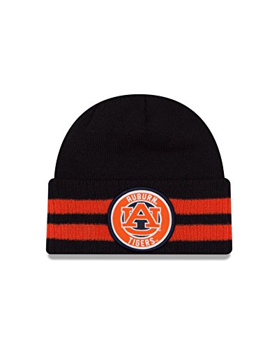 New Era NCAA Auburn Tigers 2 Striped Remix Cuff Knit Beanie, Navy, One Size