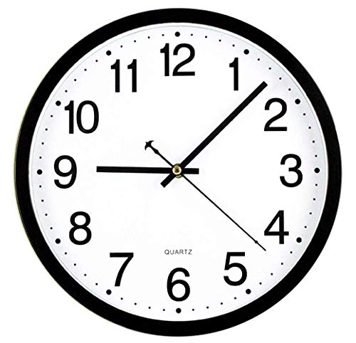 Tebery - Reloj de pared redondo de 30 cm, silencioso, silencioso, para oficina, sala de estar, cocina, dormitorio, gimnasio, estilo moderno, elegante, marco negro, esfera blanca