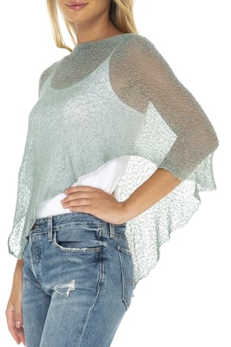 Image of SHU-SHI Womens Sheer Knit Poncho Shrug Lightweight Cover Up One Size Fits Most
