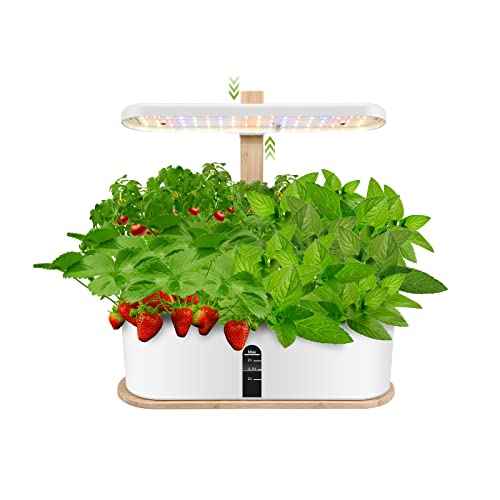 S'AFIELINA Smart Garden Hydroponisches Anzuchtsystem mit 20W LED Pflanzenleuchte, Indoor Garten mit Automatisch Timer 41cm Höhenverstellbar 10 Hülsen Hydroponik Set, Weiß Cover