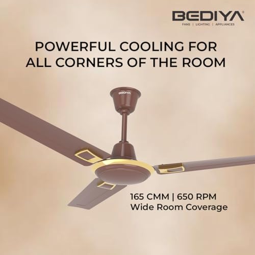 Image of Marut Pro Plus Eco Deco 36'' Ceiling Fan 900mm | 52W Copper Motor | High Air Delivery 165 CMM | 650 RPM Speed | Glossy Finish | 2-Year Warranty | BEE Star Rated | Choco Brown