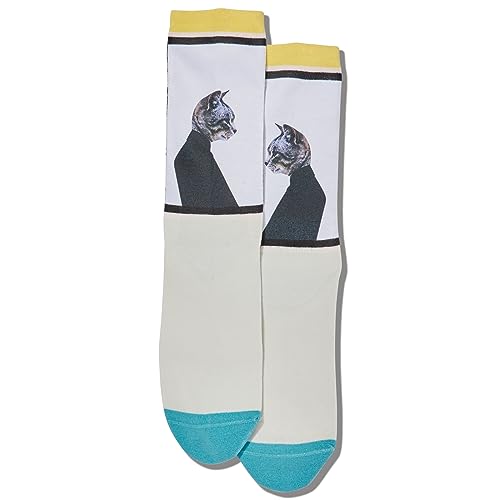 Hot Sox Women's Humanistic Cat Crew Socks 1 Pair Pack, Multi-Colored, Women's Shoe Size 4-10
