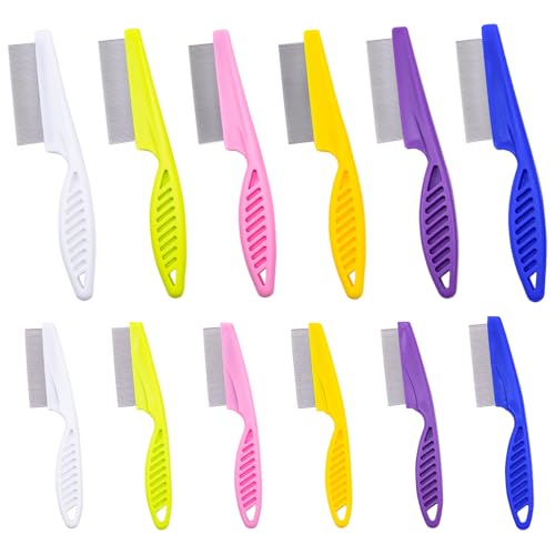 12 Pcs Pet Hair Comb Flea Comb for Dogs Cats Remover Tool with St...