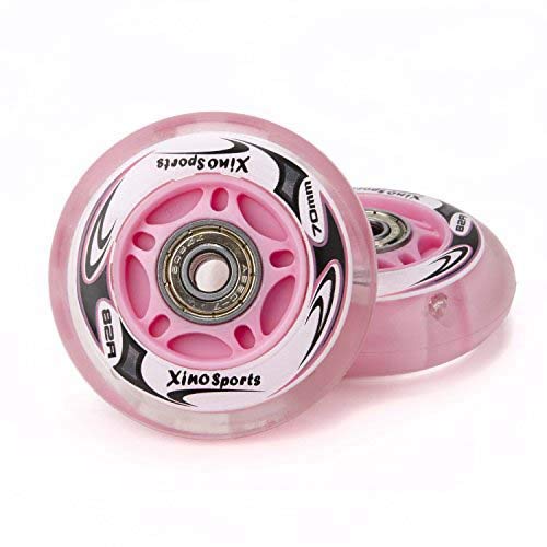 Xino Sports Inline Skates Replacement Wheels, Pink, 70 mm, Pack of 2