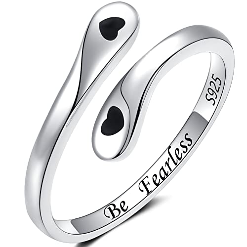 ZOEXUE 925 Sterling Silver Inspirational Jewelry Rings Adjustable Ring Personality Encouragement Gift for Teens Women
