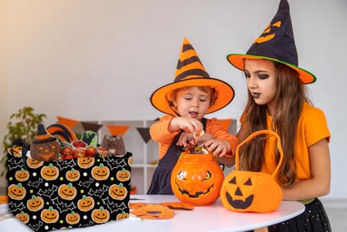 Image of Essme Rectangular Halloween Basket,Kids Baskets Empty with Handles for kids Halloweens Room Decor,Boys and Girls,Candy Basket（Black Pumpkin）