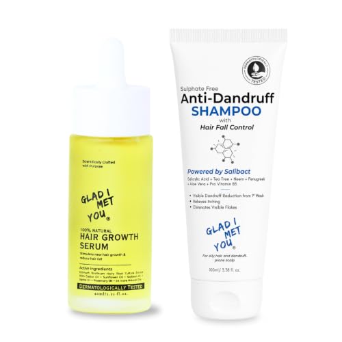 Image of Hair Growth Serum + Anti Dandruff & Hair Fall Control Shampoo | Rosemary, Castor, Bhringraj, Tea Tree, Neem & more| Reduces Hair Fall & Controls Dandruff | Sulphate Free (40ml + 100ml)